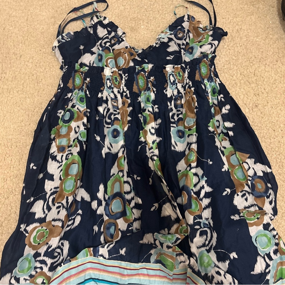 Floral Dress with Blue and Brown Accents